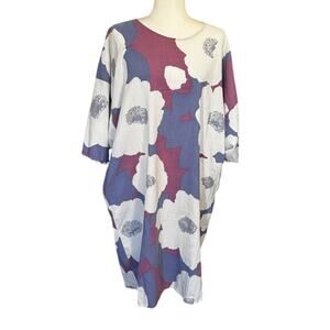 SOU SOU Kyoto Takashima Chijimi Cotton Dress Oversized Floral Print Japan Made